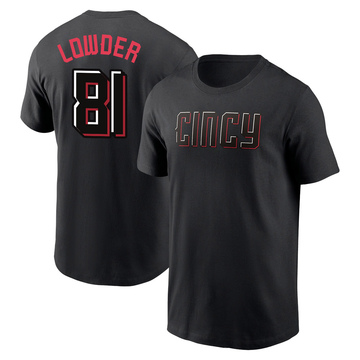 Men's Cincinnati Reds Rhett Lowder ＃81 2023 City Connect Name & Number T-Shirt - Black