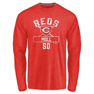 Men's Cincinnati Reds Sam Moll ＃50 Base Runner Long Sleeve T-Shirt - Red