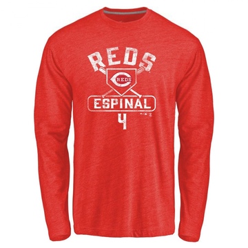 Men's Cincinnati Reds Santiago Espinal ＃4 Base Runner Long Sleeve T-Shirt - Red