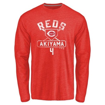 Men's Cincinnati Reds Shogo Akiyama ＃4 Base Runner Long Sleeve T-Shirt - Red