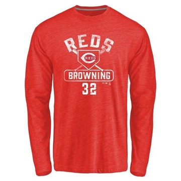 Men's Cincinnati Reds Tom Browning ＃32 Base Runner Long Sleeve T-Shirt - Red