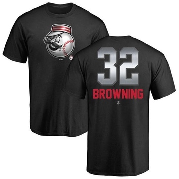 Men's Cincinnati Reds Tom Browning ＃32 Midnight Mascot T-Shirt - Black