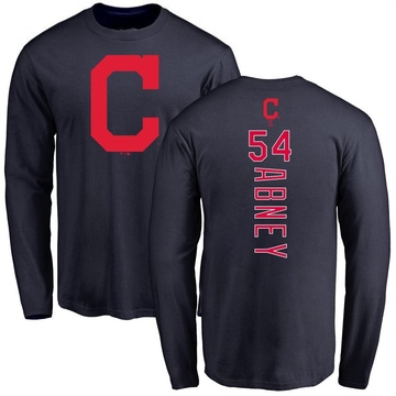 Men's Cleveland Guardians Alaska Abney ＃54 Backer Long Sleeve T-Shirt - Navy