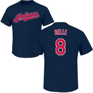 Men's Cleveland Guardians Albert Belle ＃8 Roster Name & Number T-Shirt - Navy