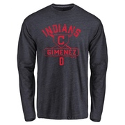 Men's Cleveland Guardians Andres Gimenez ＃0 Base Runner Long Sleeve T-Shirt - Navy