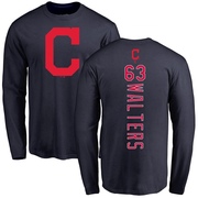 Men's Cleveland Guardians Andrew Walters ＃63 Backer Long Sleeve T-Shirt - Navy