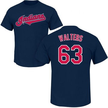 Men's Cleveland Guardians Andrew Walters ＃63 Roster Name & Number T-Shirt - Navy