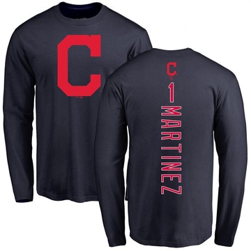 Men's Cleveland Guardians Angel Martinez ＃1 Backer Long Sleeve T-Shirt - Navy