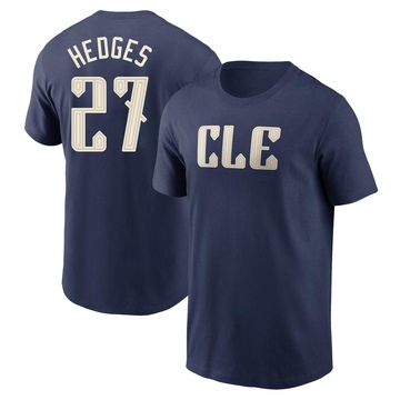 Men's Cleveland Guardians Austin Hedges ＃27 2024 City Connect T-Shirt - Navy