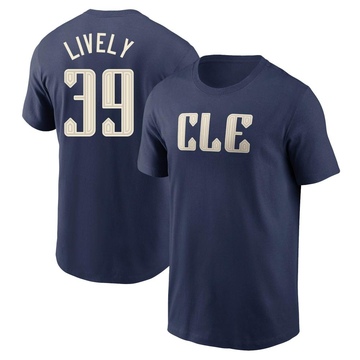 Men's Cleveland Guardians Ben Lively ＃39 2024 City Connect T-Shirt - Navy