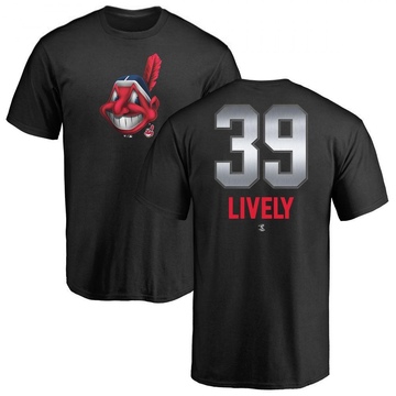 Men's Cleveland Guardians Ben Lively ＃39 Midnight Mascot T-Shirt - Black