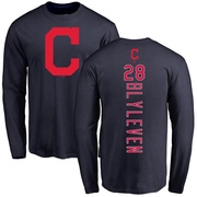 Men's Cleveland Guardians Bert Blyleven ＃28 Backer Long Sleeve T-Shirt - Navy