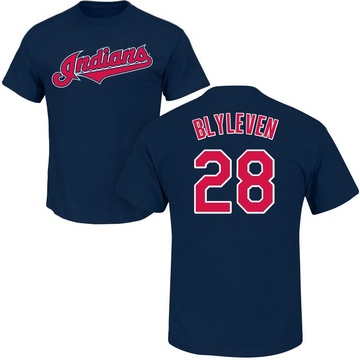 Men's Cleveland Guardians Bert Blyleven ＃28 Roster Name & Number T-Shirt - Navy