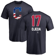 Men's Cleveland Guardians Bob Ojeda ＃17 Name and Number Banner Wave T-Shirt - Navy