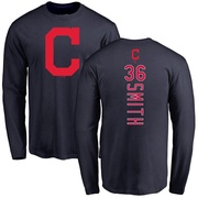 Men's Cleveland Guardians Cade Smith ＃36 Backer Long Sleeve T-Shirt - Navy