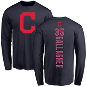 Men's Cleveland Guardians Cam Gallagher ＃35 Backer Long Sleeve T-Shirt - Navy