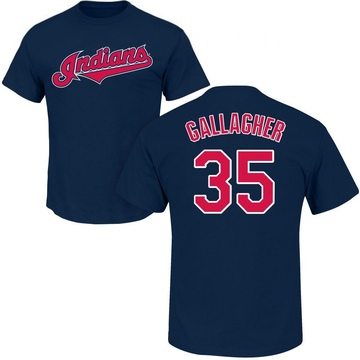 Men's Cleveland Guardians Cam Gallagher ＃35 Roster Name & Number T-Shirt - Navy