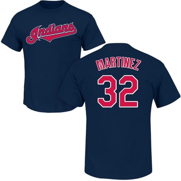 Men's Cleveland Guardians Dennis Martinez ＃32 Roster Name & Number T-Shirt - Navy