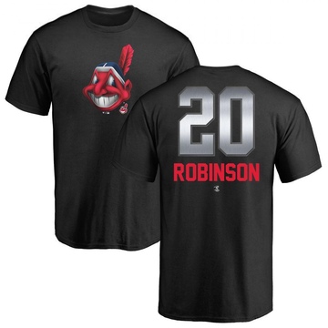 Men's Cleveland Guardians Eddie Robinson ＃20 Midnight Mascot T-Shirt - Black