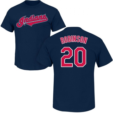 Men's Cleveland Guardians Eddie Robinson ＃20 Roster Name & Number T-Shirt - Navy