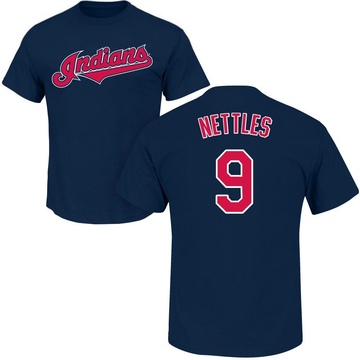 Men's Cleveland Guardians Graig Nettles ＃9 Roster Name & Number T-Shirt - Navy