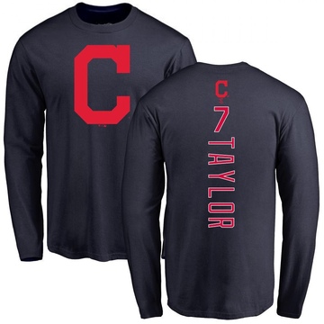 Men's Cleveland Guardians Jake Taylor ＃7 Backer Long Sleeve T-Shirt - Navy