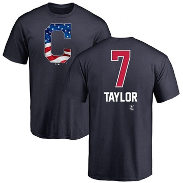 Men's Cleveland Guardians Jake Taylor ＃7 Name and Number Banner Wave T-Shirt - Navy