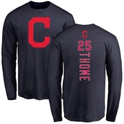 Men's Cleveland Guardians Jim Thome ＃25 Backer Long Sleeve T-Shirt - Navy