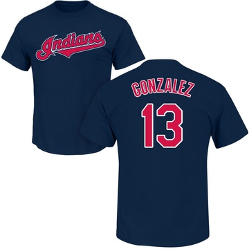 Men's Cleveland Guardians Joab Gonzalez ＃13 Roster Name & Number T-Shirt - Navy