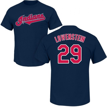 Men's Cleveland Guardians John Lowenstein ＃29 Roster Name & Number T-Shirt - Navy