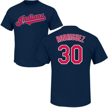 Men's Cleveland Guardians Johnathan Rodriguez ＃30 Roster Name & Number T-Shirt - Navy