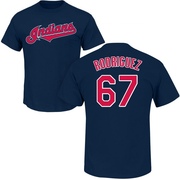 Men's Cleveland Guardians Johnathan Rodriguez ＃67 Roster Name & Number T-Shirt - Navy