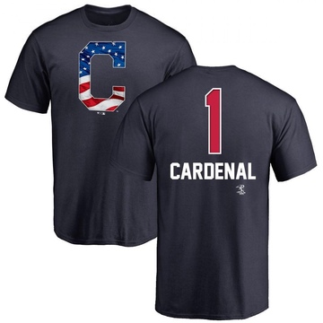 Men's Cleveland Guardians Jose Cardenal ＃1 Name and Number Banner Wave T-Shirt - Navy