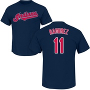 Men's Cleveland Guardians Jose Ramirez ＃11 Roster Name & Number T-Shirt - Navy