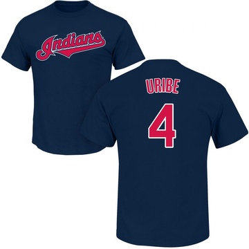 Men's Cleveland Guardians Juan Uribe ＃4 Roster Name & Number T-Shirt - Navy