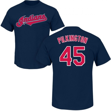 Men's Cleveland Guardians Konnor Pilkington ＃45 Roster Name & Number T-Shirt - Navy