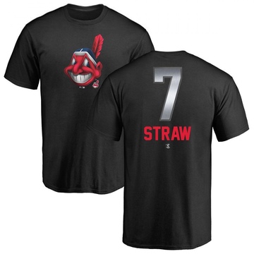 Men's Cleveland Guardians Myles Straw ＃7 Midnight Mascot T-Shirt - Black