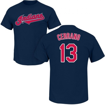 Men's Cleveland Guardians Pedro Cerrano ＃13 Roster Name & Number T-Shirt - Navy