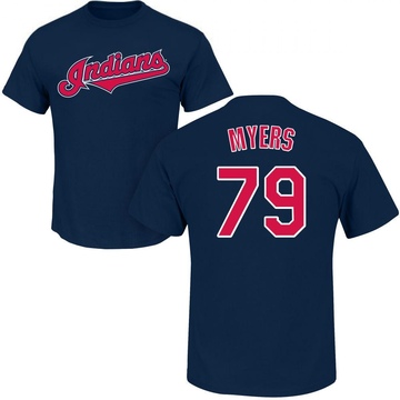 Men's Cleveland Guardians Tobias Myers ＃79 Roster Name & Number T-Shirt - Navy