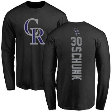 Men's Colorado Rockies Aaron Schunk ＃30 Backer Long Sleeve T-Shirt - Black