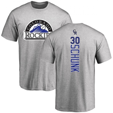 Men's Colorado Rockies Aaron Schunk ＃30 Backer T-Shirt Ash