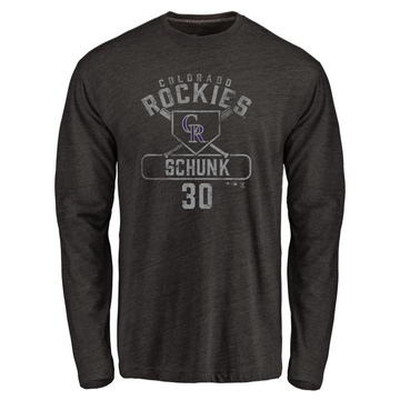 Men's Colorado Rockies Aaron Schunk ＃30 Base Runner Long Sleeve T-Shirt - Black