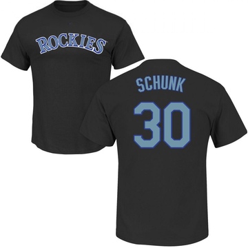 Men's Colorado Rockies Aaron Schunk ＃30 Roster Name & Number T-Shirt - Black