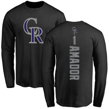 Men's Colorado Rockies Adael Amador ＃1 Backer Long Sleeve T-Shirt - Black