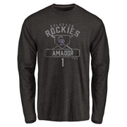 Men's Colorado Rockies Adael Amador ＃1 Base Runner Long Sleeve T-Shirt - Black