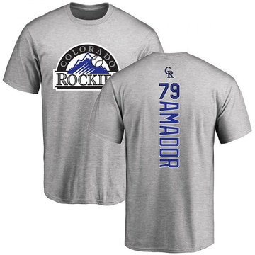 Men's Colorado Rockies Adael Amador ＃79 Backer T-Shirt Ash