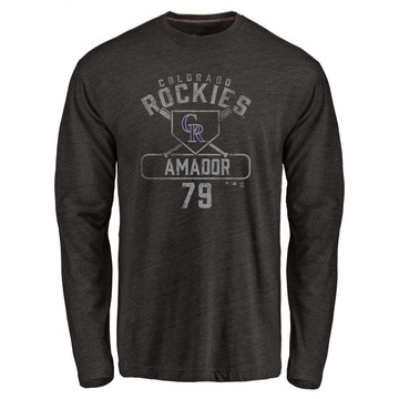 Men's Colorado Rockies Adael Amador ＃79 Base Runner Long Sleeve T-Shirt - Black