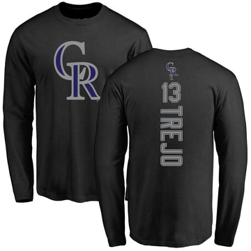 Men's Colorado Rockies Alan Trejo ＃13 Backer Long Sleeve T-Shirt - Black