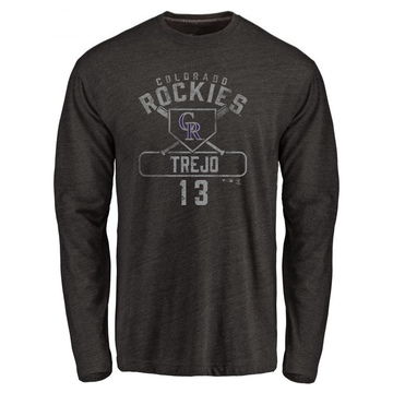 Men's Colorado Rockies Alan Trejo ＃13 Base Runner Long Sleeve T-Shirt - Black