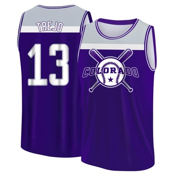 Men's Colorado Rockies Alan Trejo ＃13 Legend Baseball Tank Top - Purple/Gray